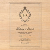 Invitations En Acrylique Mariage Rococo Vintage Monogramme (Recto)