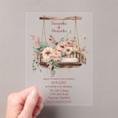 Invitations En Acrylique Mariage Romantique Bohème de Jardin (In situ (ordinateur de poche))