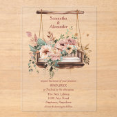 Invitations En Acrylique Mariage Romantique Bohème de Jardin (Recto)