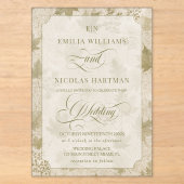 Invitations En Acrylique Mariage Romantique Botanique (Recto)