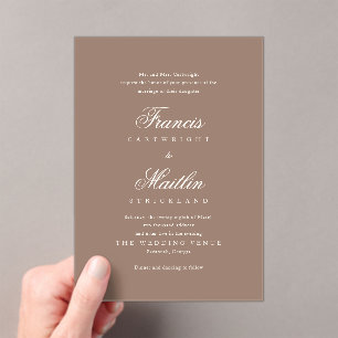 Invitations En Acrylique Mariage Romantique Brun Élégant