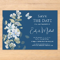 Mariage romantique floral aquarelle bleu poussiére
