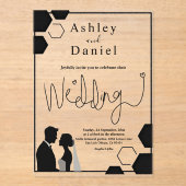 Invitations En Acrylique Mariage romantique moderne noir et blanc (Recto)