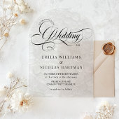 Invitations En Acrylique Mariage romantique noir et blanc