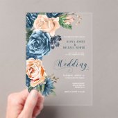 Invitations En Acrylique Mariage rose bleu/pêche transparent ID584 (In situ (ordinateur de poche))