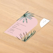Invitations En Acrylique Mariage Rose Clair Monogramme Arches (Poser)