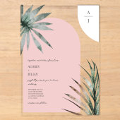 Invitations En Acrylique Mariage Rose Clair Monogramme Arches (Recto)
