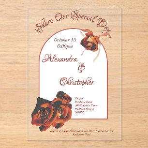 Invitations En Acrylique Mariage Rose de la paix