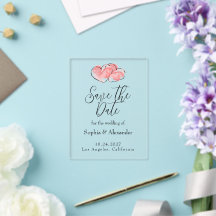 Mariage Rose - Deux Cœurs Aquarelle