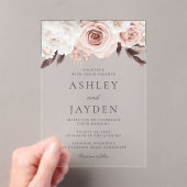Invitations En Acrylique Mariage Rose et Fleurs blanches (In situ (ordinateur de poche))