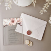 Invitations En Acrylique Mariage Rose et Fleurs blanches