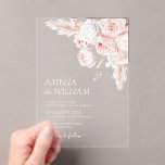 Invitations En Acrylique Mariage rose moderne poussiéreux à fleurs<br><div class="desc">invitation de mariage rose poussiéreuse. Vous pouvez personnaliser l'invitation avec vos noms et les détails du mariage,  y compris la date,  l'heure et l'emplacement.</div>