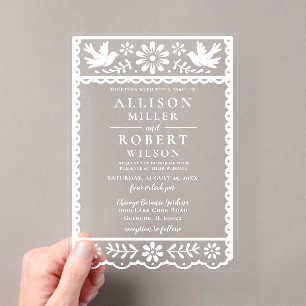 Invitations En Acrylique Mariage Rose Papier Décoratif Mexicain