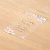 Invitations En Acrylique Mariage Rose rose pâle en argent (Poser)
