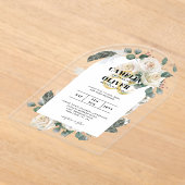 Invitations En Acrylique Mariage Roses Blanches Invite Boho Rustique Modern (Poser)