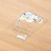 Invitations En Acrylique Mariage Roses Crème Hydrangea Bleue H2 (Poser)