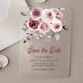 Invitations En Acrylique Mariage Roses Roses Roses Roses Dusty Enregistrer 