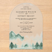 Invitations En Acrylique Mariage Rustic Pine Mountains (Recto)