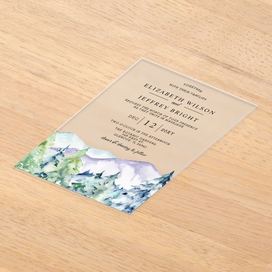 Invitations En Acrylique Mariage Rustic Pine Mountains (Poser)