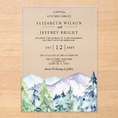 Invitations En Acrylique Mariage Rustic Pine Mountains (Recto)