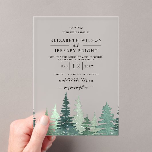 Invitations En Acrylique Mariage Rustic Pine Mountains (In situ (ordinateur de poche))