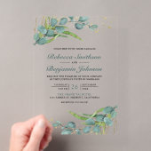 Invitations En Acrylique Mariage rustique au eucalyptus (In situ (ordinateur de poche))