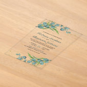 Invitations En Acrylique Mariage rustique au eucalyptus (Poser)