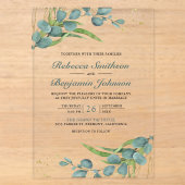 Invitations En Acrylique Mariage rustique au eucalyptus (Recto)