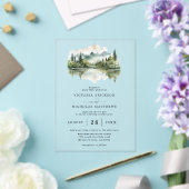 Invitations En Acrylique Mariage Rustique au Lac en Forêt de Montagne avec (Insitu (Mariage))