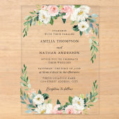Invitations En Acrylique Mariage rustique avec arche florale rose (Recto)