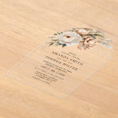 Invitations En Acrylique Mariage Rustique Boho avec Fleurs Séchées et Herbe (Poser)