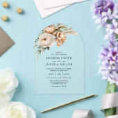 Invitations En Acrylique Mariage Rustique Boho avec Fleurs Séchées et Herbe (Insitu (Mariage))