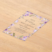 Invitations En Acrylique Mariage Rustique chic violet Fleurs (Poser)