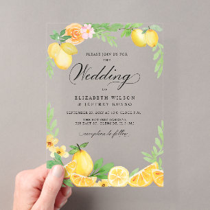 Invitations En Acrylique Mariage rustique d'été bohème au citron
