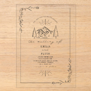 Invitations En Acrylique Mariage rustique floral montagne Art en ligne