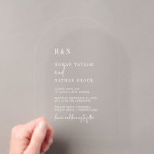 Invitations En Acrylique Mariage Rustique Moderne Chic Monogramme Blanc Arc (In situ (ordinateur de poche))