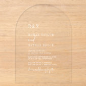 Invitations En Acrylique Mariage Rustique Moderne Chic Monogramme Blanc Arc (Recto)