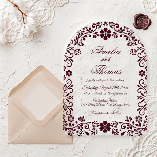 Invitations En Acrylique Mariage sans temps Bourguignon Mexicain 