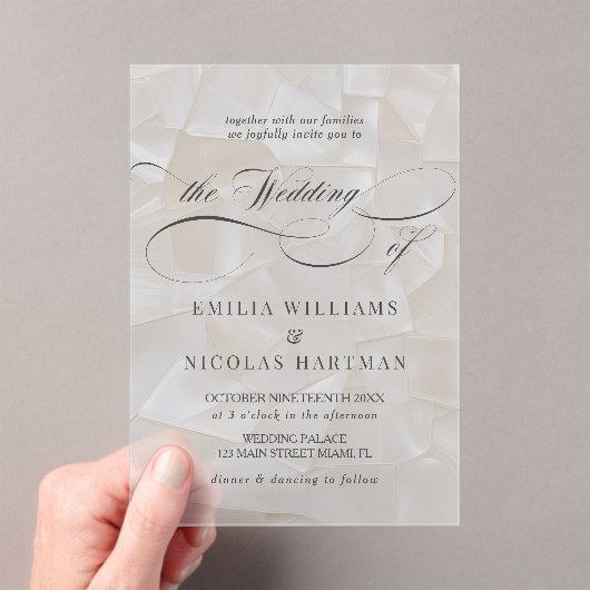 Invitations En Acrylique Mariage Script Élégant Moderne (In situ (ordinateur de poche))