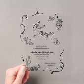 Invitations En Acrylique Mariage Script Gribouillage à la Mode (In situ (ordinateur de poche))