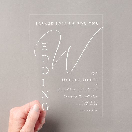 Invitations En Acrylique Mariage Shailene Blanc (In situ (ordinateur de poche))