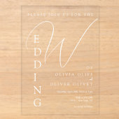 Invitations En Acrylique Mariage Shailene Blanc (Recto)
