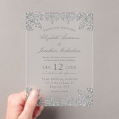 Invitations En Acrylique Mariage Silver Winter Snowflake (In situ (ordinateur de poche))