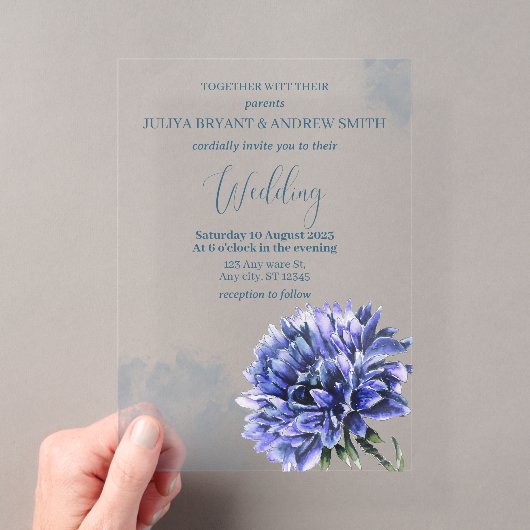 Invitations En Acrylique Mariage simple bleuets (In situ (ordinateur de poche))