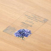 Invitations En Acrylique Mariage simple bleuets (Poser)