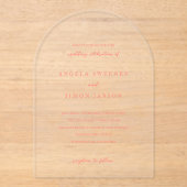 Invitations En Acrylique Mariage Simple Corail Vibrant Moderne (Recto)