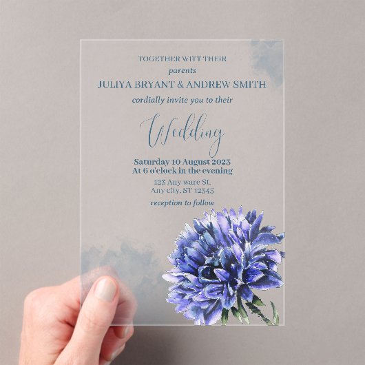 Invitations En Acrylique Mariage simple de Cornflower (In situ (ordinateur de poche))