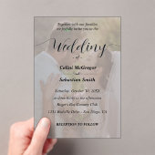 Invitations En Acrylique Mariage simple de superposition photo en noir et b (In situ (ordinateur de poche))