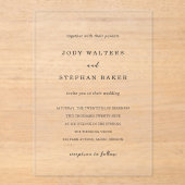 Invitations En Acrylique Mariage Simple Élégant (Recto)