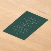 Invitations En Acrylique Mariage Simple Émeraude Classique (Poser)
